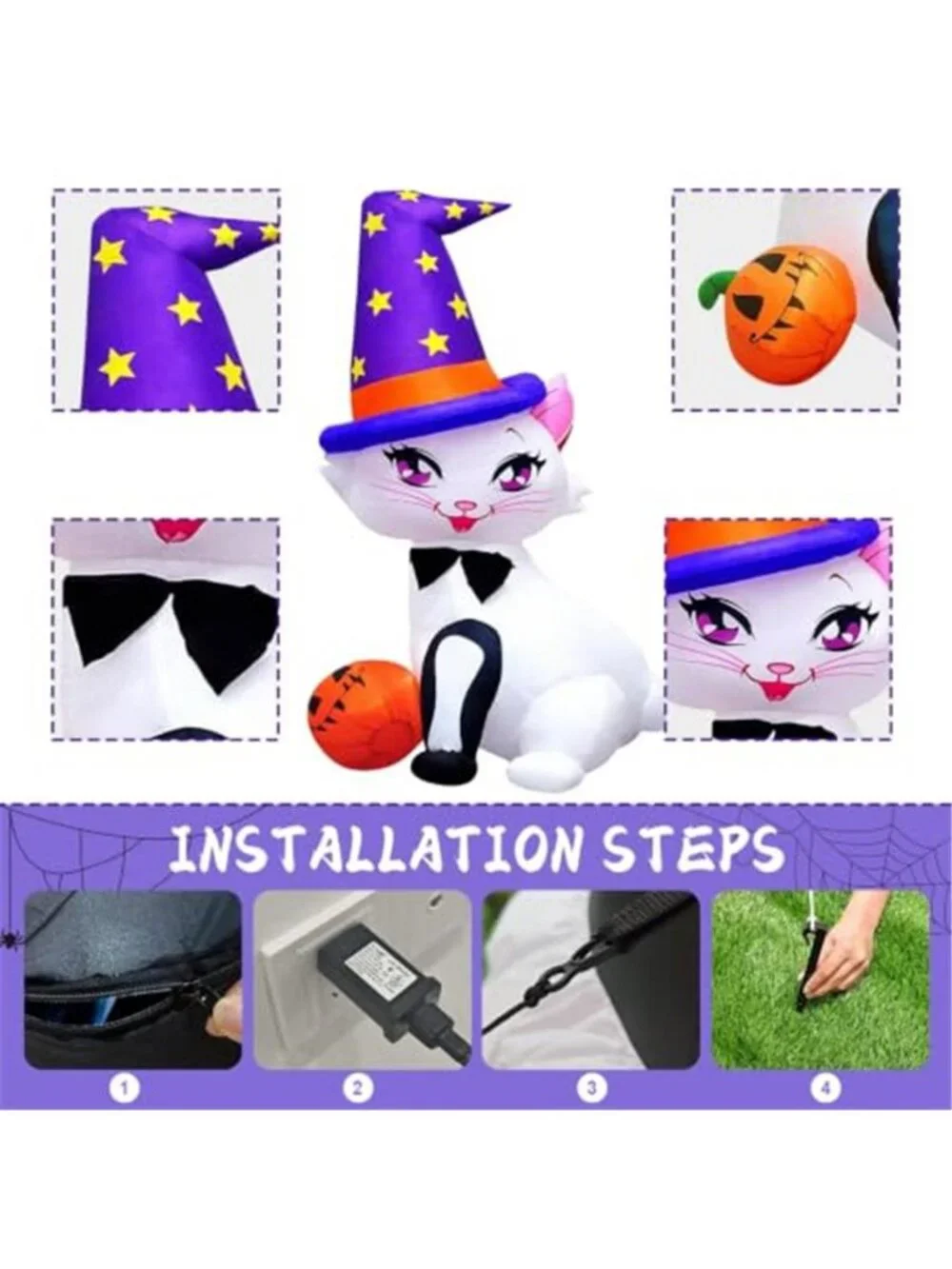 Halloween Inflatable Decoration 6FT Cat with Pumpkin for Harvest Decorations